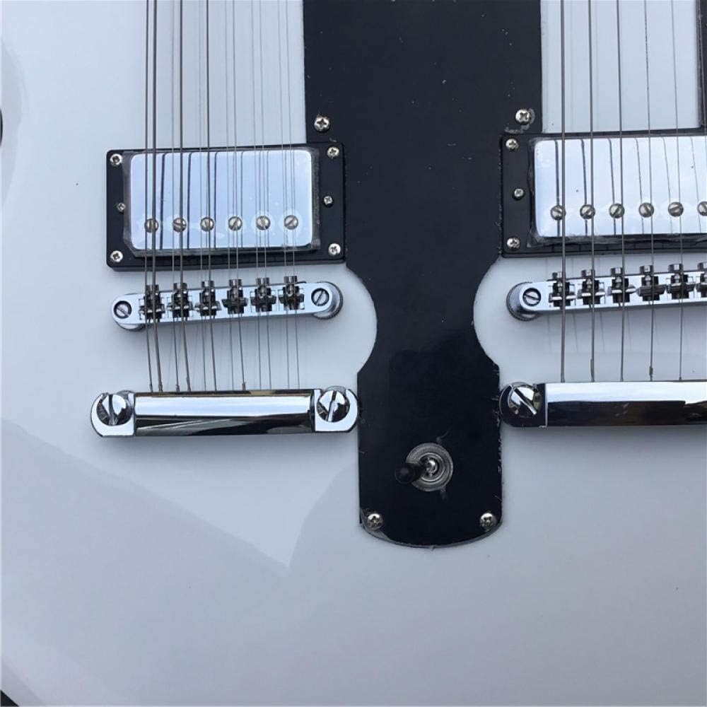 CJWSLYT Guitar Electric Guitar 12 String + 6 String White Guitar String Acoustic Steel Acoustic Guitar Strings ZDANFDD (Color : Guitar and case, Size : 39 inches)