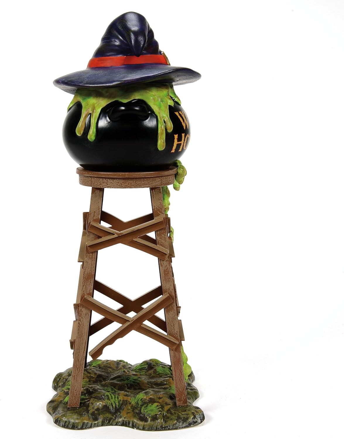 Department 56 Snow Village Halloween Accessories Witch Hollow Watertower Figurine- Resin Hand Painted Crafted Collectible Halloween Village House Figurines Accessory Home Decor Statues, 10.5 Inch