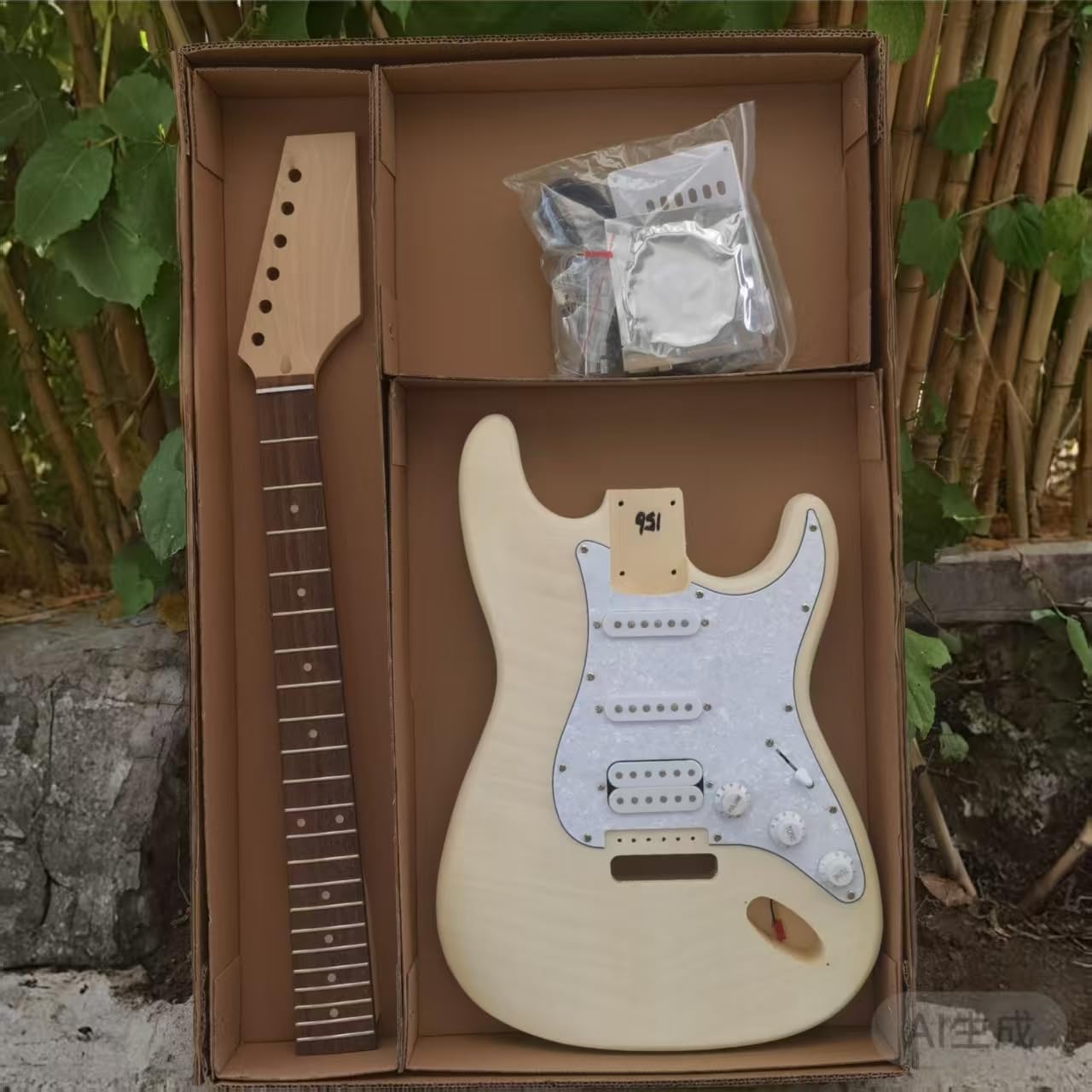 Flame maple pattern ST style semi-finished diy electric guitar kit