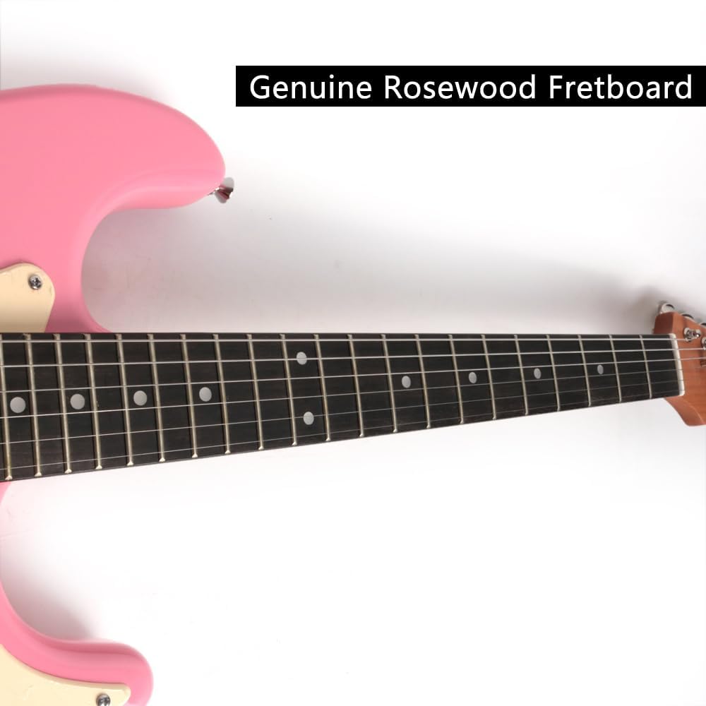 Fojill Full Size Electric Guitar Solid Mahogany Body Roasted Canadian Maple Neck Genuine Rosewood Fretboard Bone Nut With Padded Gig Bag