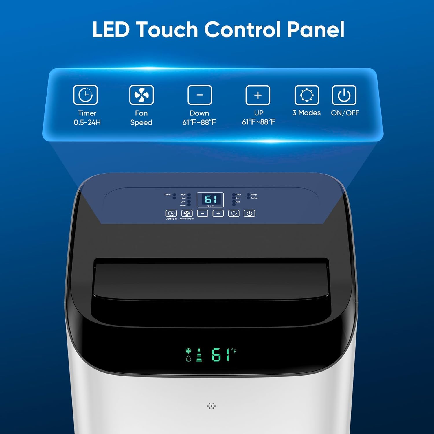 16,000 BTU Inverter Portable Air Conditioner with Remote, Free Stand Cooling Portable AC Unit for Room up to 800 sq.ft, with Dehumidifier & Fan,Dual Hose,Windows Kit,Quiet Sleep Mode(45dB)