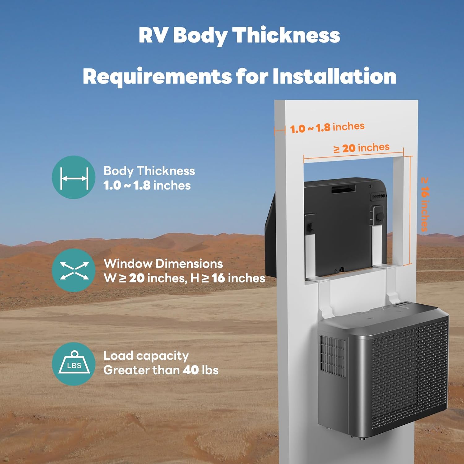 FOGATTI RV Window Air Conditioner, 6500 BTU Cools up to 120Sq.ft, 4-in-1 AC Unit with Remote Control, Suitable For RV and House-workshop, included Window Installation Kits (Silver Grey)