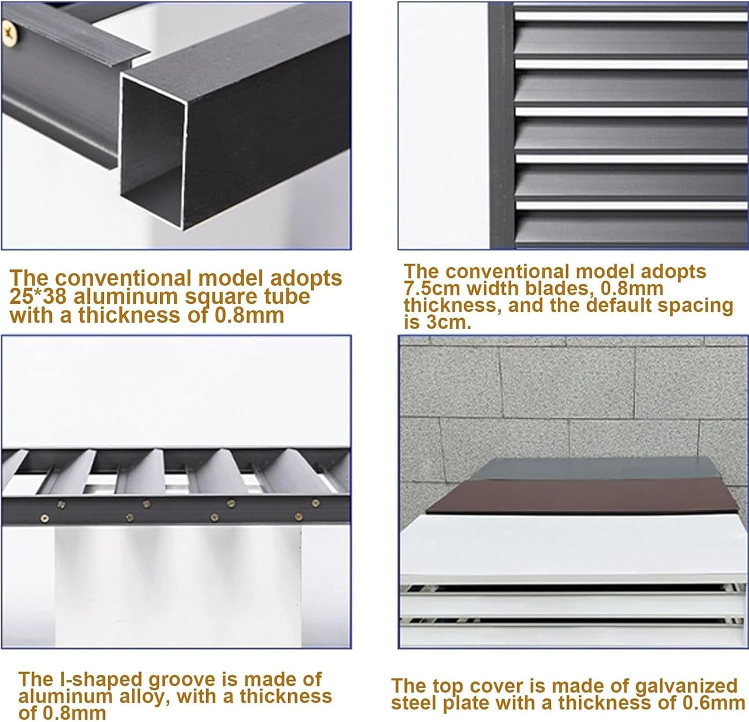 Aluminum Alloy Outdoor Air Conditioner Cover, Louver Dust Cover, Waterproof Heat Pump Cover, Suitable for Air Conditioner Outdoor Unit,Grey-B110*60 * 80cm