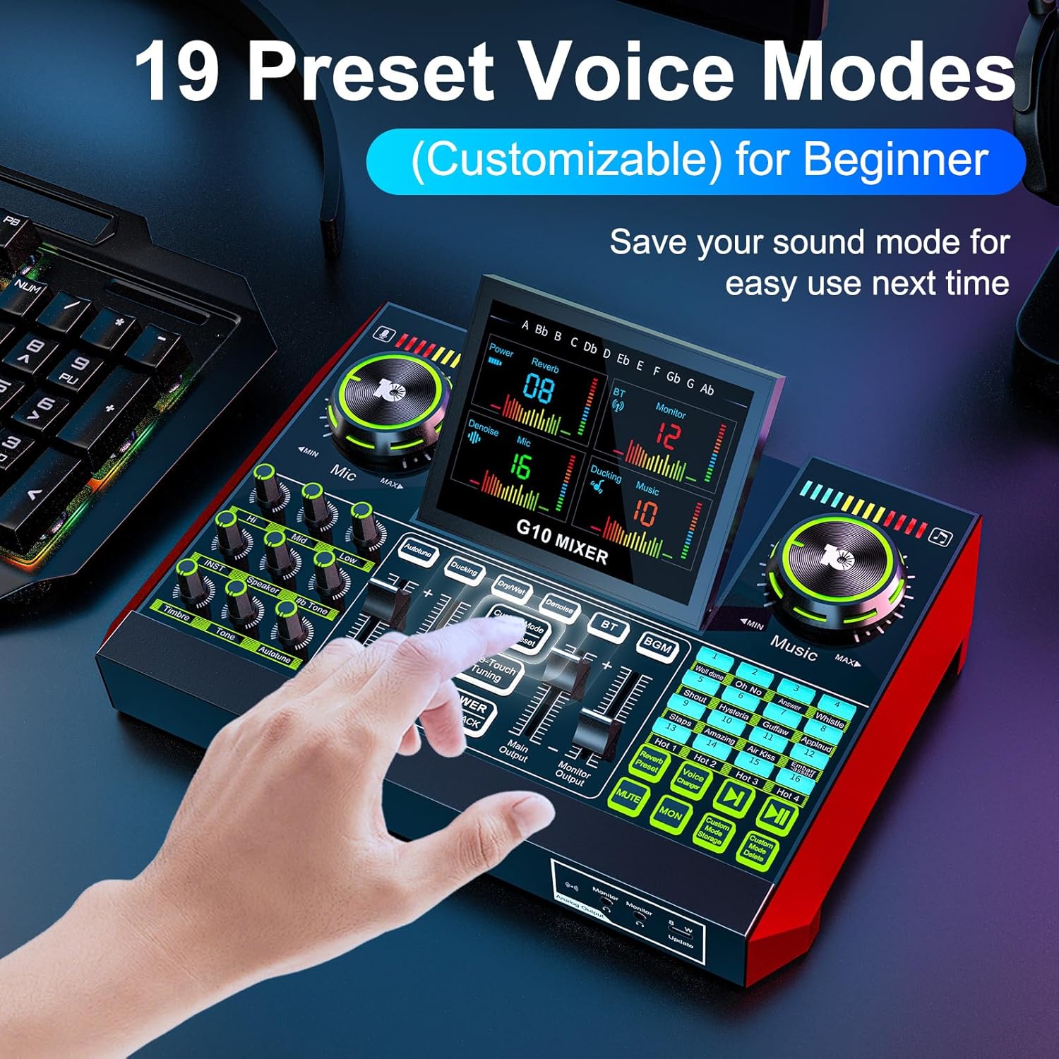 Podcast Microphone Bundle with Live Sound Card Audio Mixer, Podcast Equipment Bundle with 3.5mm BM800 Microphone for Pc/Youtube Live Streaming Singing Gaming, Sound Board with Voice Changer, Denoise