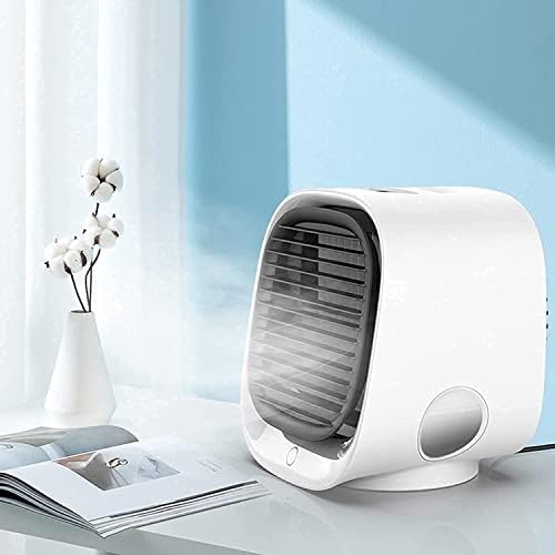Portable Air Conditioner Fan, 3 Wind Speeds USB Air Cooler, Personal Air Cooler Fan for Home, Room, Desk and Camping (Color : White)