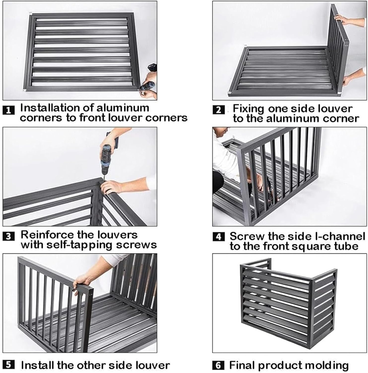 Aluminum Air Conditioner Privacy Fence, Mini Split Air Conditioner Cover for Outside Units, Suitable for Courtyard, Outdoor, Anti Theft(Black,110x60x80cm 43x24x31.5in)