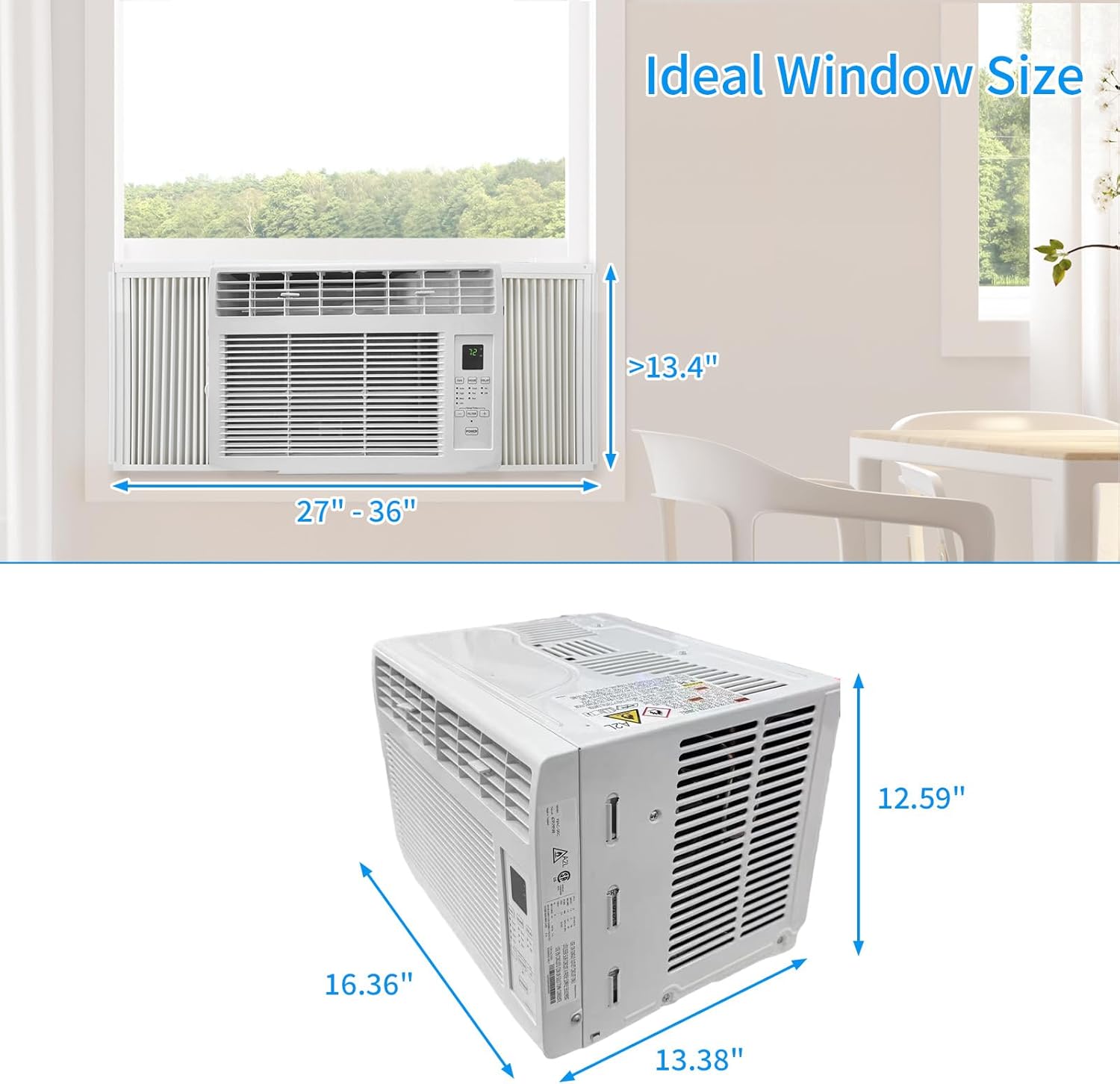 Bonnlo 6000BTU Window Air Conditioner with Remote and 24H Timer, Window AC Unit with ECO Mode and 4 Fan Speed, Cools up to 250 Sq. Ft., Easy Installation for Home Bedroom Apartment Office 115V