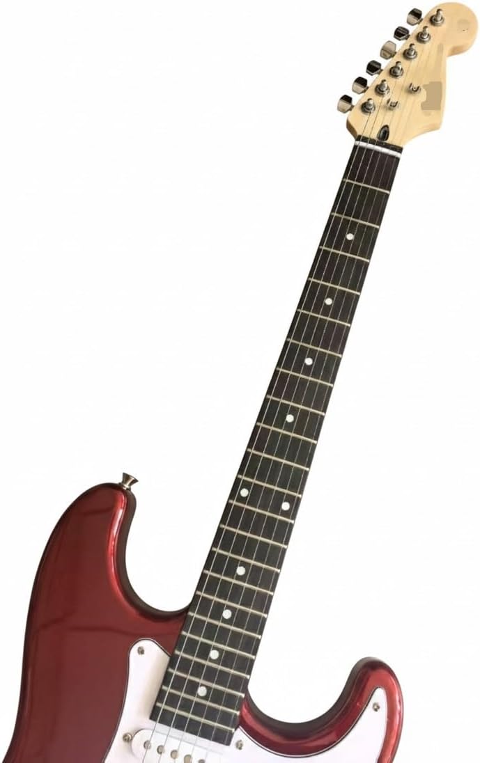 Electric Guitar 39 Inch Full Size Single Coil Pickups Solid Wood Body Tremolo for Beginner(Metallic Red)