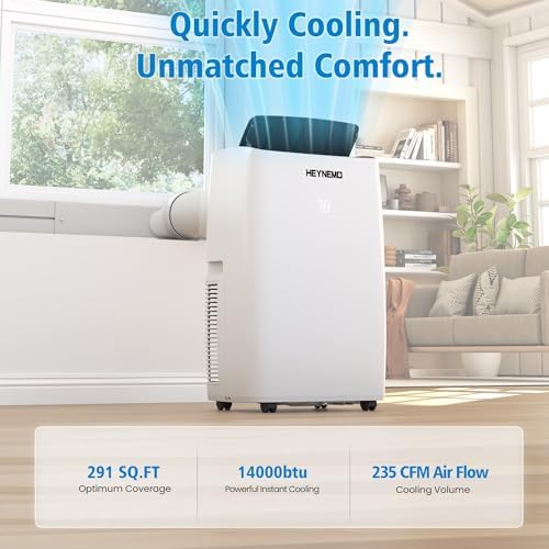 14000 BTU Portable Air Conditioner with WiFi and Remote Control, Smart AC Unit with Built-in Cool, 3-in-1 Cooling Fan, Dehumidifier & Heat for Rooms up to 400 Sq.Ft, Drainage-free, Quiet, Easy Install