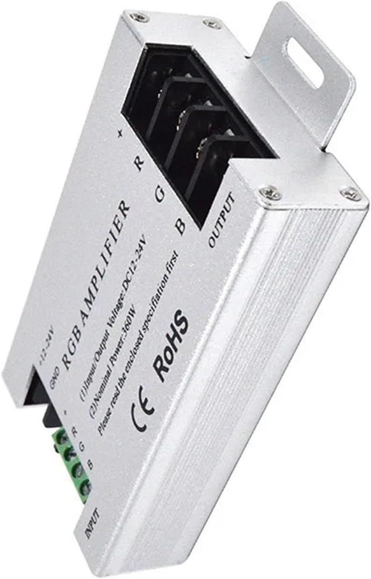 DC5V-24V Power Amplifier LED Light Strip Color Controller 12V30A Signal Aluminum/Black Repeater 360W(Silver)