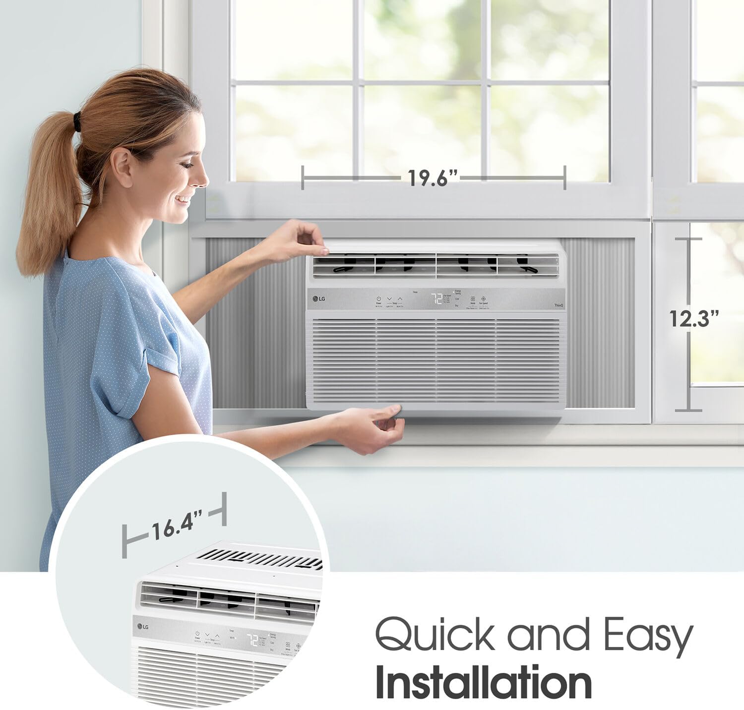 LG 8,000 BTU Window Air Conditioner with Dehumidifier, 115V, Window AC for Medium Rooms up to 350 Sq. Ft. (25' x 14'), Window Unit AC with Remote Control, 3 Speeds, Auto-Restart, 24-Hour Timer, White