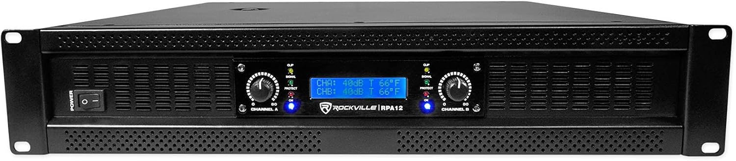Rockville RPA12 5000W Peak/1400W RMS 2 Channel Rack Mount Power Amplifier, Bridgeable Pro/DJ Amp, LED Indicators, for Live Sound