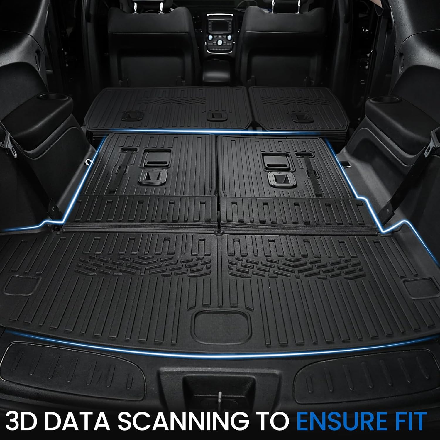 Floor Mats Set for 2016-2026 Dodge Durango (Only for 6 Seats with Captain Chairs), All Weather TPE Backrest Mat Trunk Mat Cargo Liner Door Sill Guards Accessories (6 Seats Floor Mats Set)