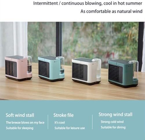 Portable Air Cooler, 3-in-1 Mobile Air Conditioner, Humidifier & Purifier with 3 Speeds, Desktop Fan for Home, Office, Travel & Dorm