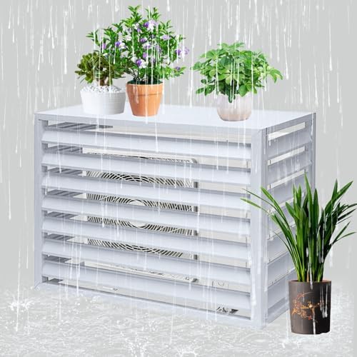 Aluminum Alloy Air Conditioner Fence, Support for Waterproof Plants, Privacy Fence, Theft Proof, Sturdy, Noise reducing(White,110cm)