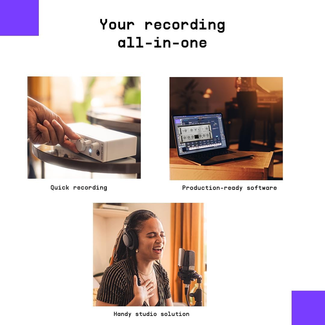 Arturia MiniFuse Recording Pack — USB Audio Interface Bundle with Condenser Microphone, Headphones, and Creative Software for Recording, Streaming, and Podcasting
