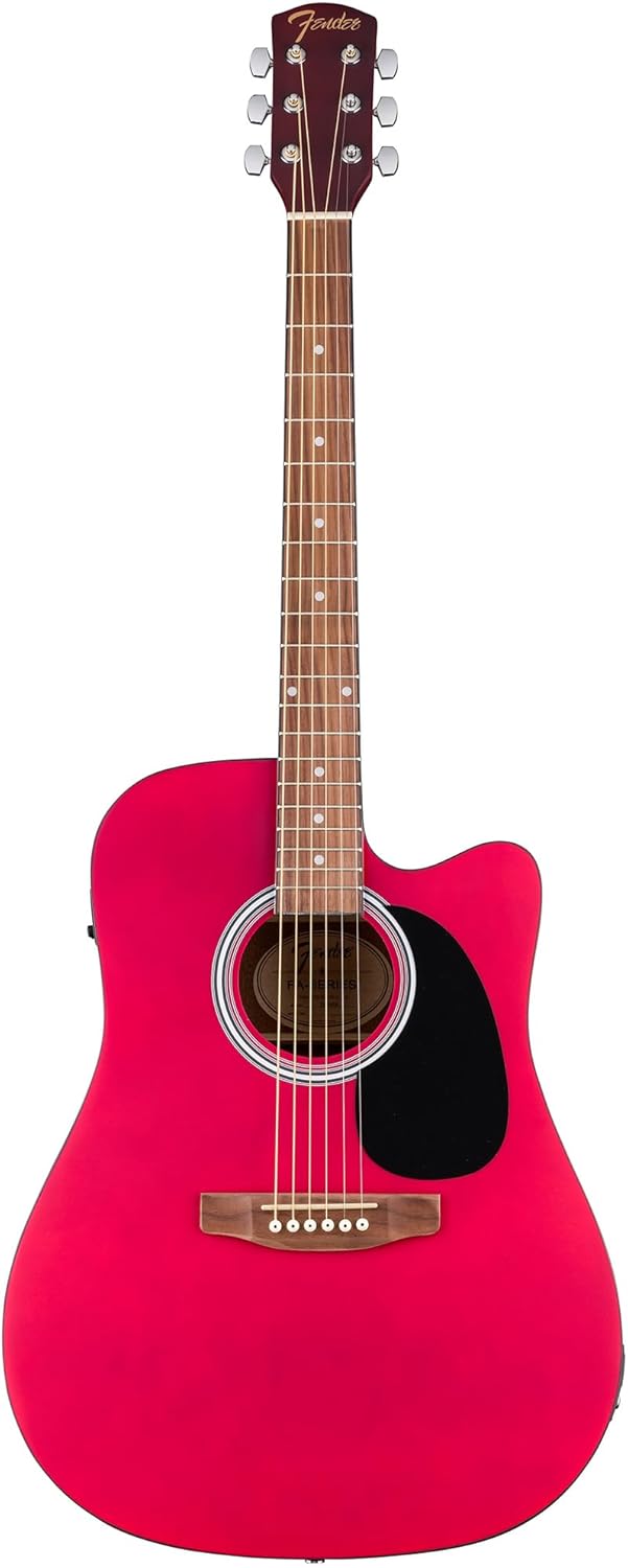 Fender FA Series Dreadnought Acoustic-Electric Guitar - Crimson Red Bundle with Gig Bag, Strings, Picks, and Austin Bazaar Instructional DVD
