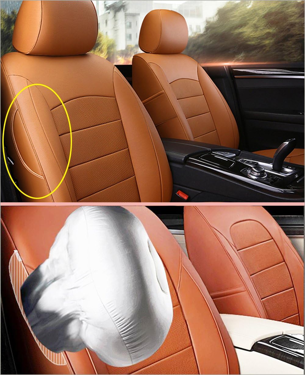 Genuine Leather & Leatherette Custom Fit Seat Cushions for Toyota Venza Seat Covers 2009 2010 2011 2012 2013 2014 2015 Seat Protectors Accessories 15PCS/Set (Black X Beige)
