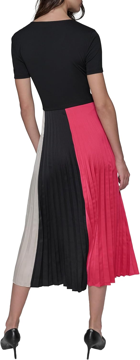 KARL LAGERFELD Womens Colorblock Sleeveless Fun Midi Dress