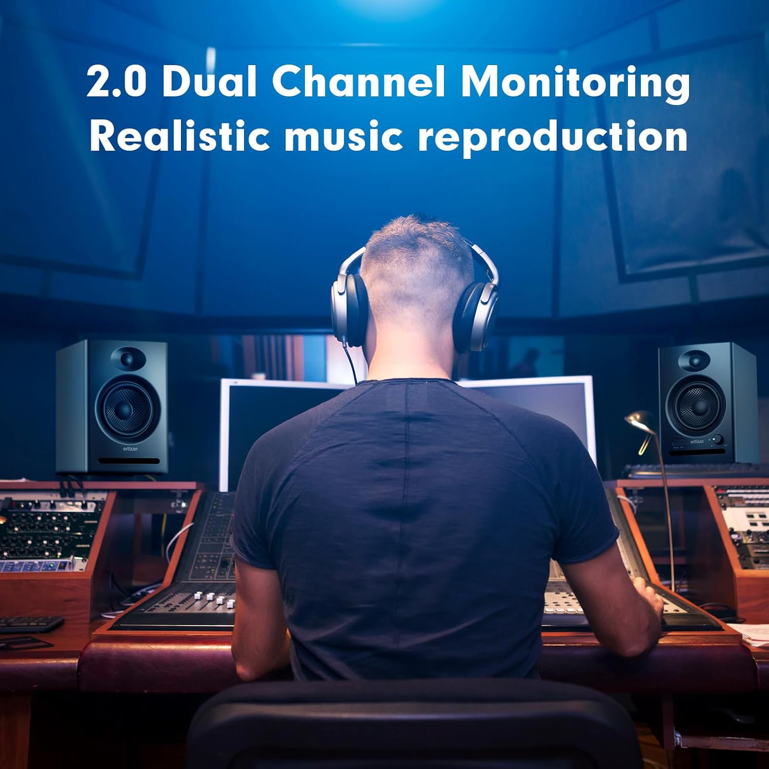 Ortizan C7 Dual-Mode 2.0 Studio Monitors, Active Monitor Speakers for Near Field Music Production, Bluetooth 5.3 Wireless Computer PC Monitor Gaming Bookshelf Speakers(Pair, Black)