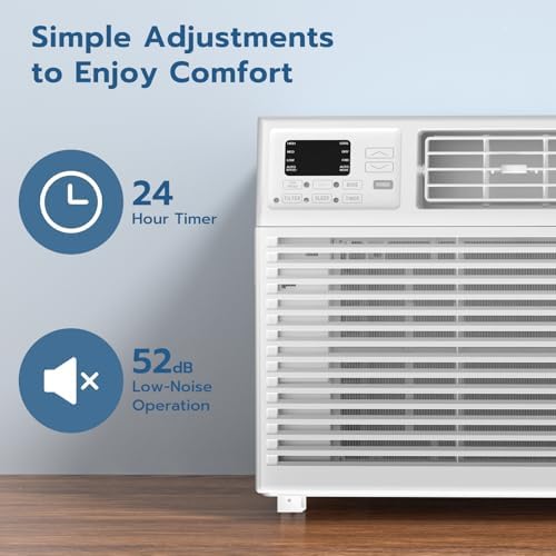 ZAFRO Window Air Conditioners 8000BTU, Cools 350 Sq. Ft,2 Cooling Mode & Fan Speeds,Ultra-Quiet Remote,White