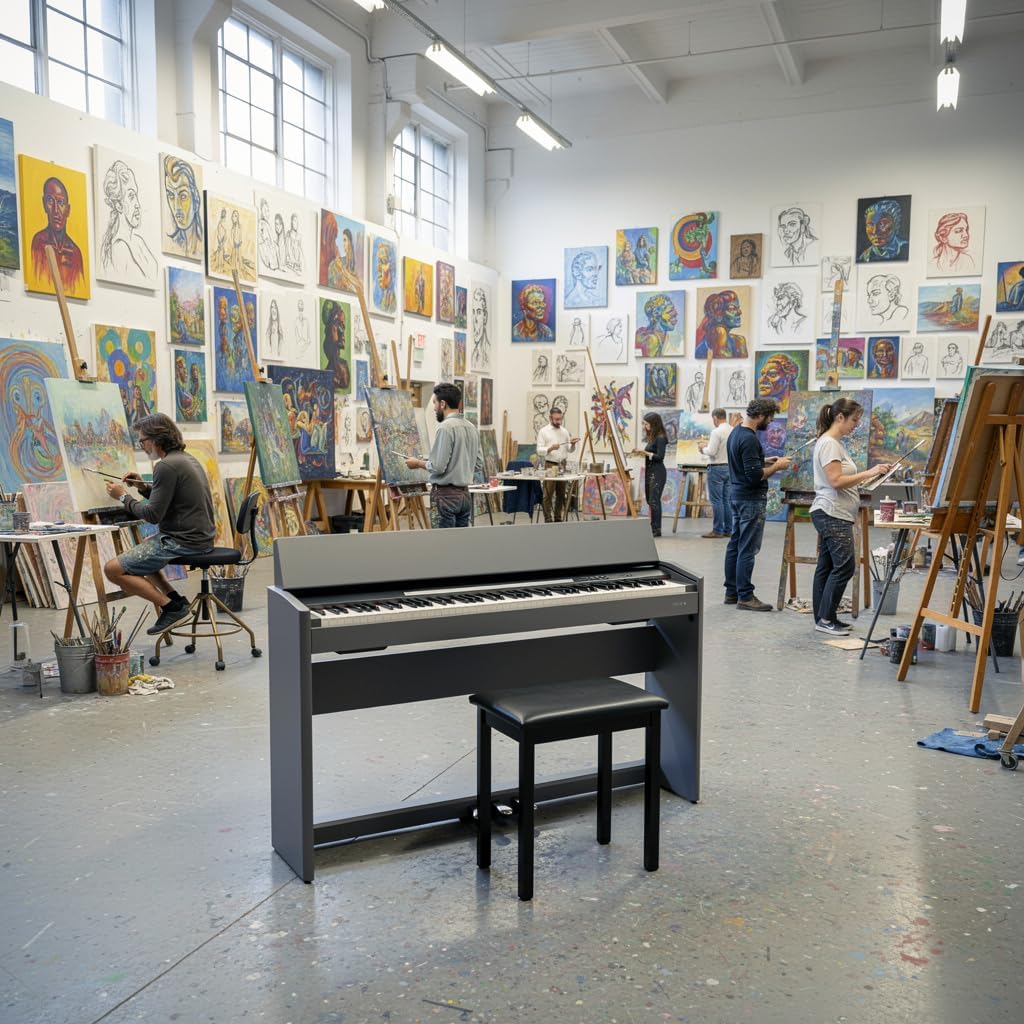 Key Weighted Digital Piano with Stand, Bench and Pedals, Built In Speakers, Recording and Learning Modes, Home Electric Keyboard for Beginners and Intermediate Players