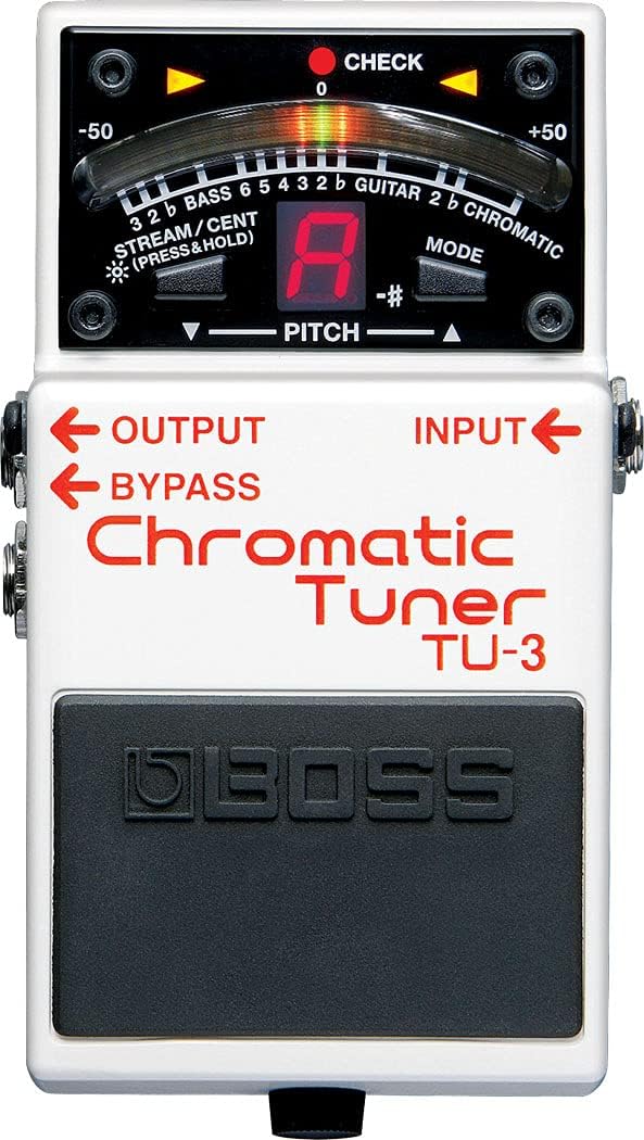 Boss TU-3 Chromatic Tuner Pedal - Bundle with Gearlux Instrument Cable, Patch Cable, and Picks
