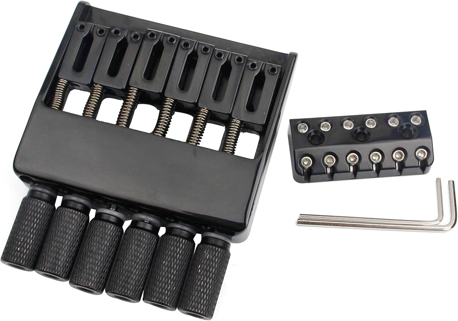 Guyker Headless Bridge Tailpiece and Bridge String Lock for 6 String Headless Guitar Accessories (WT001, Black)