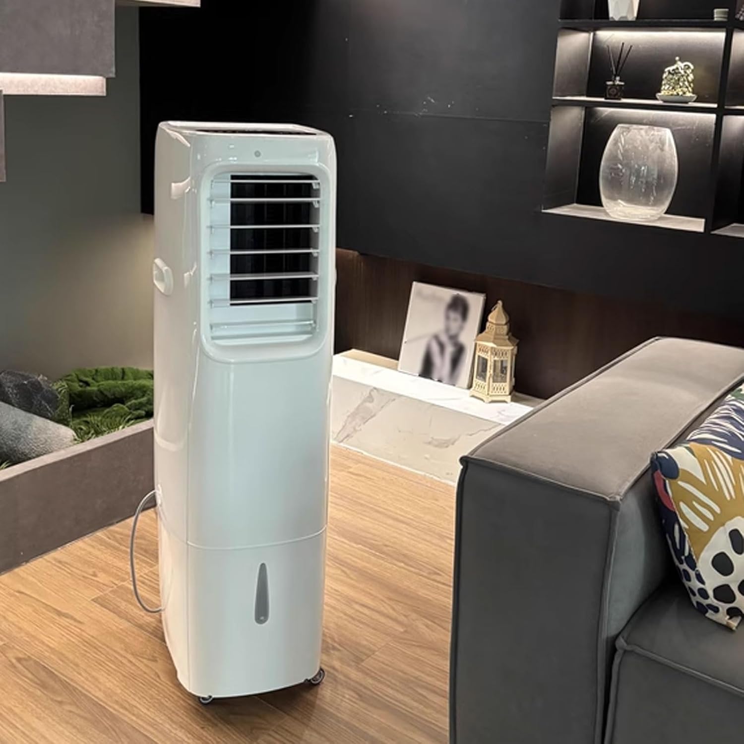 Ventless Portable Air Conditioner with Dehumidifier Stand Up Ac Unit with 25L Water Tank Device Encircling Air Supply Universal Wheel Design Air Cooler