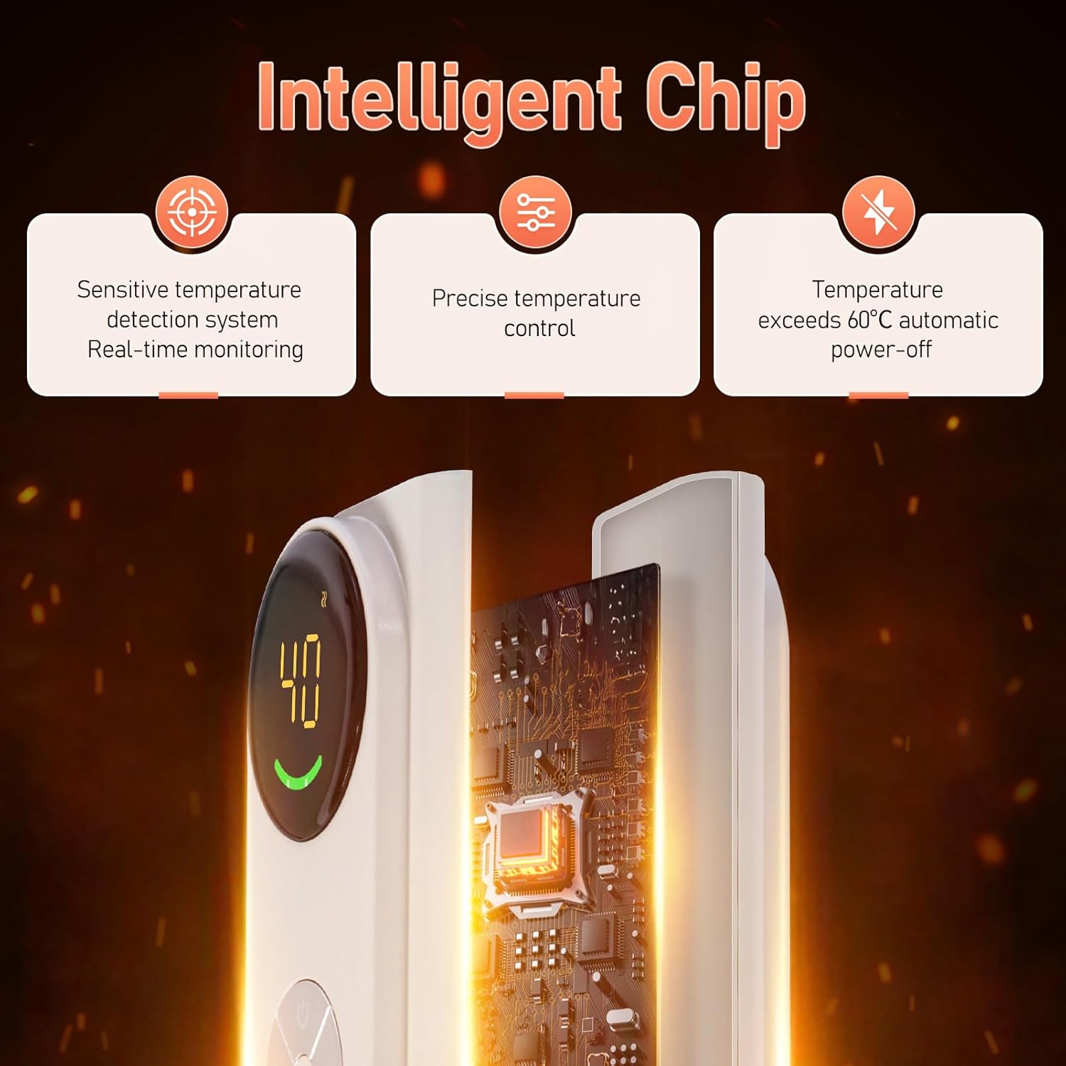 Portable Space Heater for Office & Home, Safe for Legs, Ankles, Foldable Silent and Energy Efficient With Thermostat & Timer and Auto Shut Off