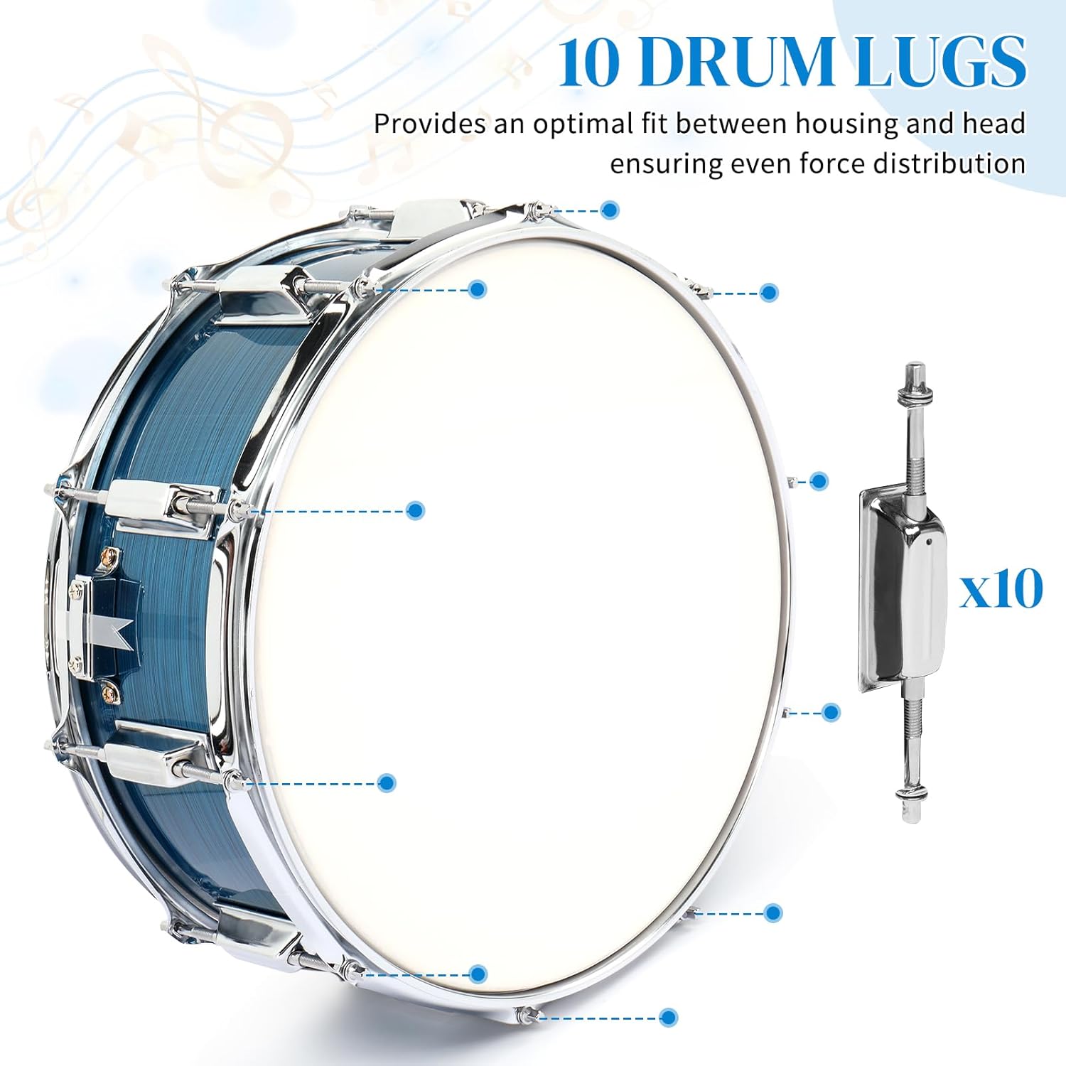 Ktaxon 14 x 5.5 inches Snare Drum Set, Marching Snare Drum Kit for Students Beginners, Comes with Stand Sticks, Key, Bag, Mute Pad and Adjustable Straps (Blue)