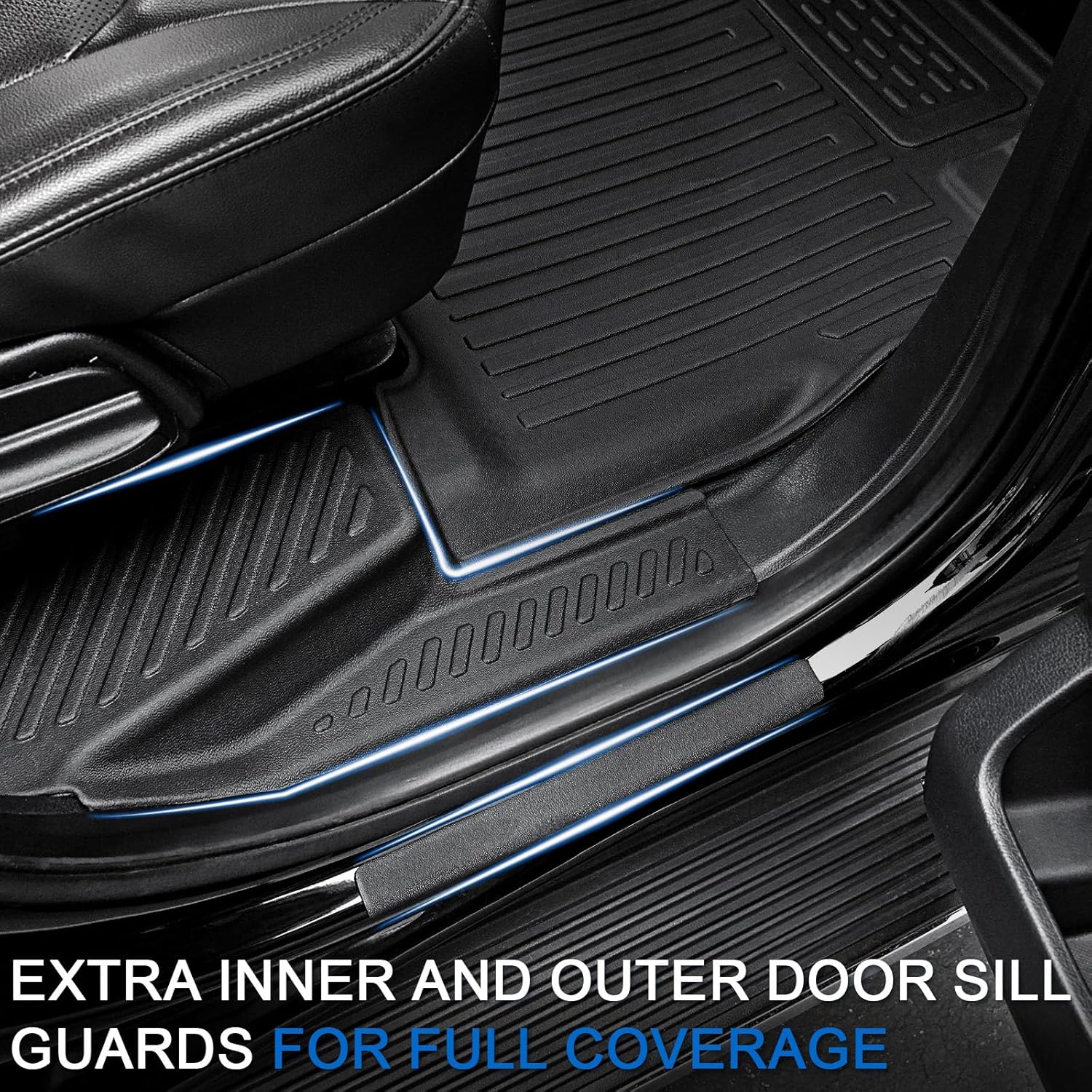 Floor Mats Cargo Mat for 2018-2024 Ford Expedition 7 Seats Accessories (Not for Max Model), All Weather TPE Cargo Liner Backrest Mats Door Sill Protectors (Floor Mats Set)