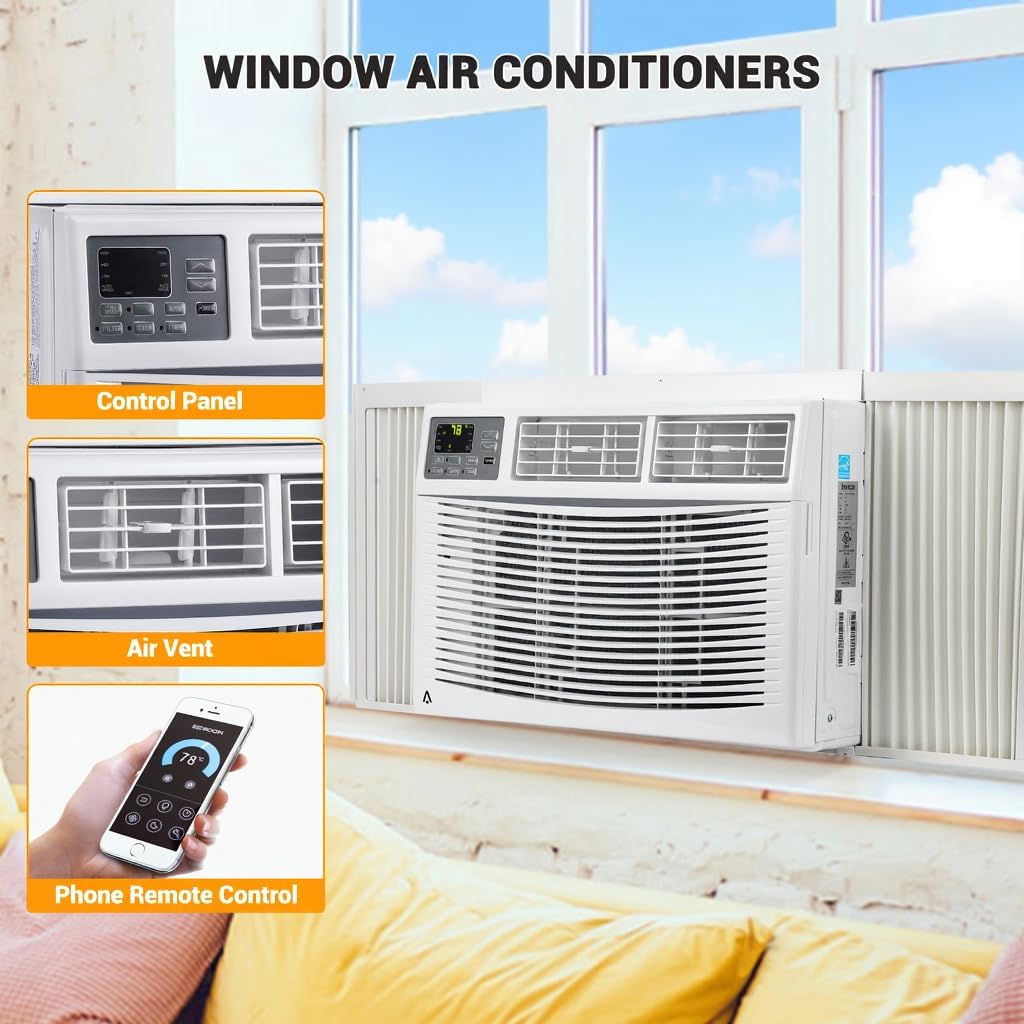 8000 BTU Window Air Conditioner， Cools Up to 350 Sq. Ft, 3 Cooling & Fan Speeds, Energy Efficient, Perfect for Bedroom, Living Room, Home Office