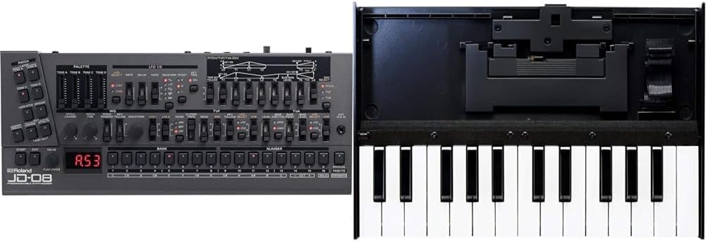 Roland JD-08 Tabletop Boutique Synthesizer Module with K-25M 25-Key MIDI Keyboard Dock