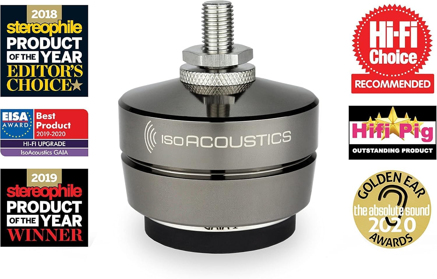 IsoAcoustics Gaia Series Isolation Feet for Speakers & Subwoofers (Gaia I, 55 lb Max/Unit) – Single Unit