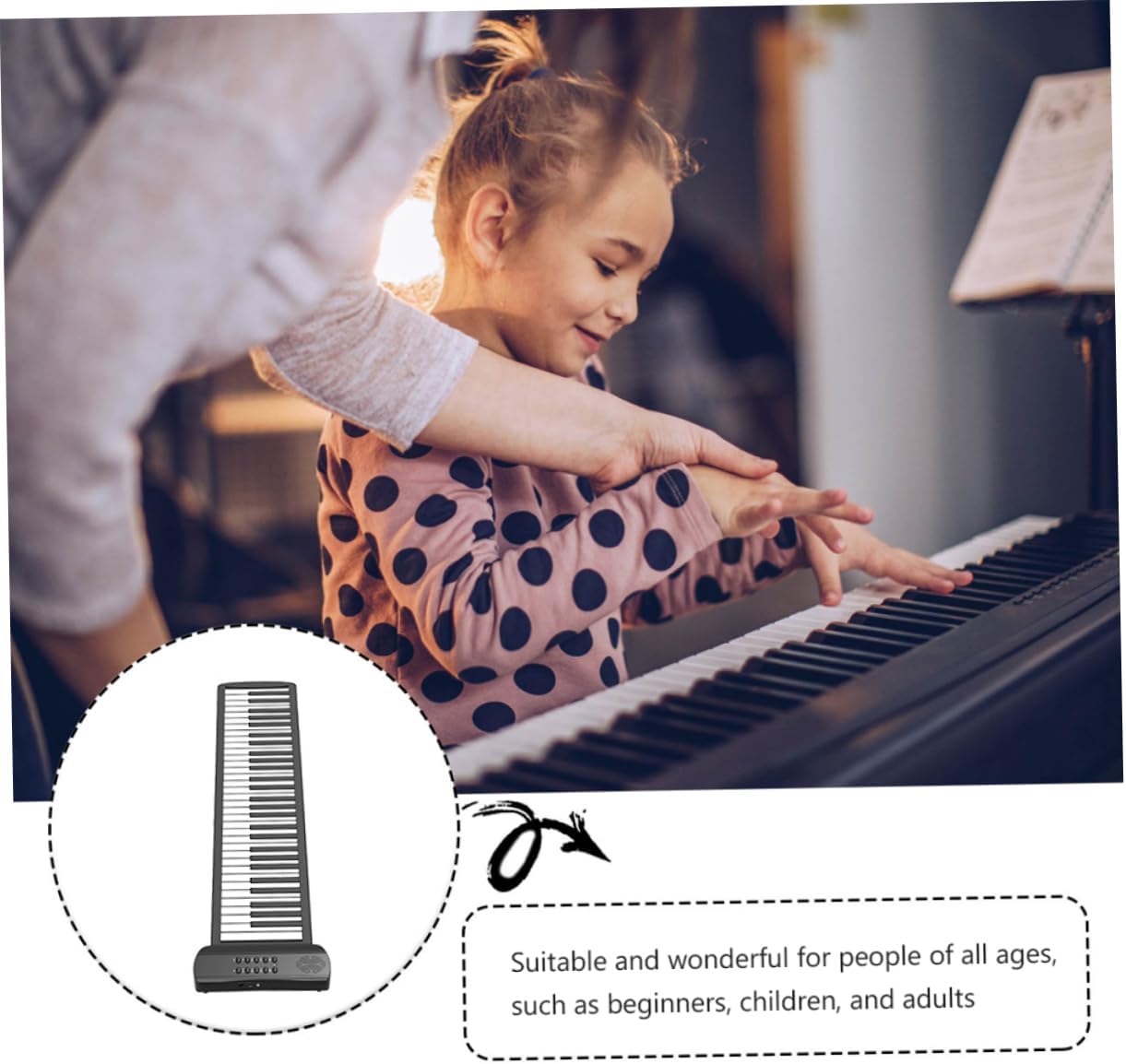 TOYANDONA Portable Key Hand Roll Piano Flexible Design High-fidelity Sound for Beginners Travel-friendly Electronic Keyboard for Music Practice and Learning