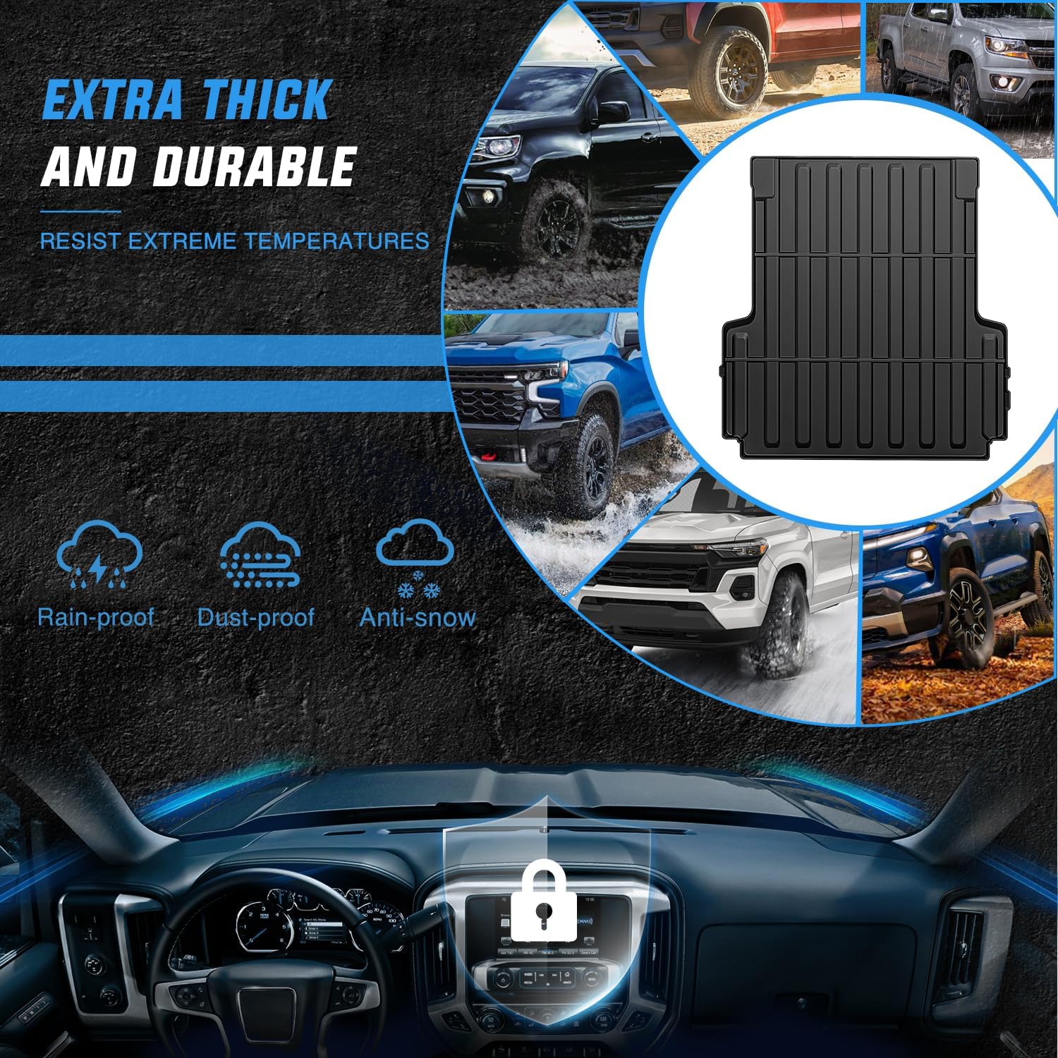 Nilight Truck Bed Mat 5 FT for 20-25 Jeep Gladiator JT, TPE Heavy-Duty Pick-up Bed Liner for Gladiator 2020 2021 2022 2023 2024 2025 Accessories, Anti-Slip Texture, All Weather Protection
