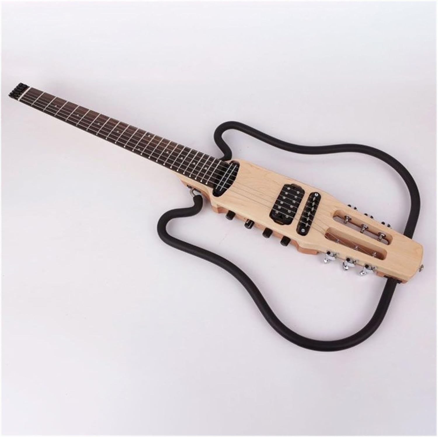VENEKA Headless Electric Guitar Left and Right Hand Folding Mute Guitar Beginners Entry Portable Travel Headless Electric Guitar (Color : 01)