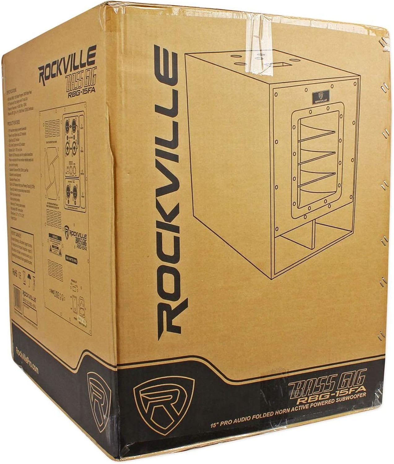 Rockville RBG15FA 2400W Active Powered Subwoofer, 15-Inch, Folded Horn Design, 600W RMS, High SPL Output, for DJs and Live Events