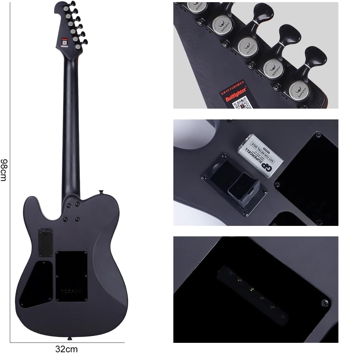 Bullfighter Silent Guitar Steel 6 String Travel Electronic Classical Portable Built in Pickups Steel Guitars Case Bag, Strap, Strings (K6)