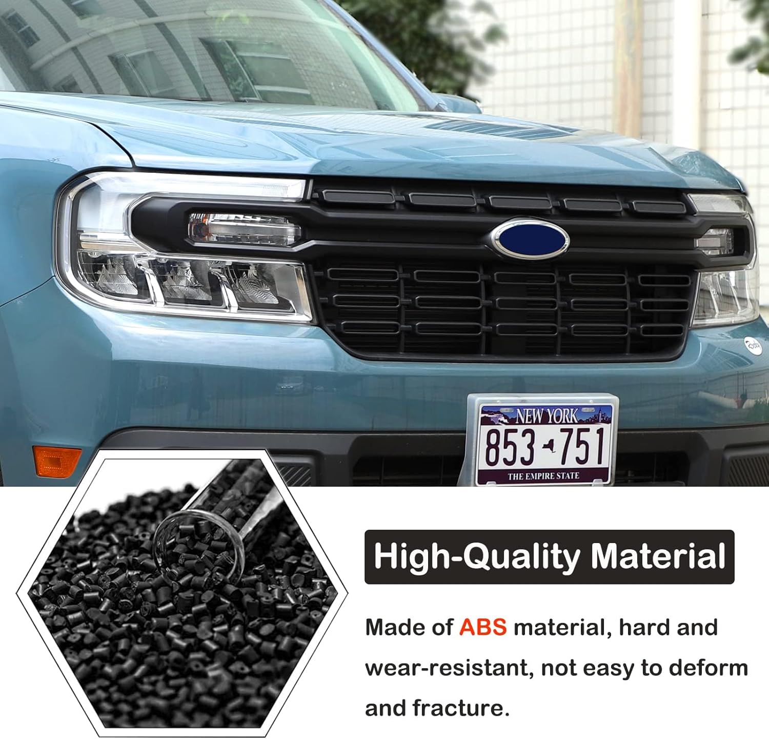 Aunginsy Car Front Bumper Center Grille Strip Frame Trim Compatible with Ford Maverick 2022 2023 2024, Front Headlight Upper Grille Accent Grill Insert Guard Scratches Protector Cover ABS Accessories