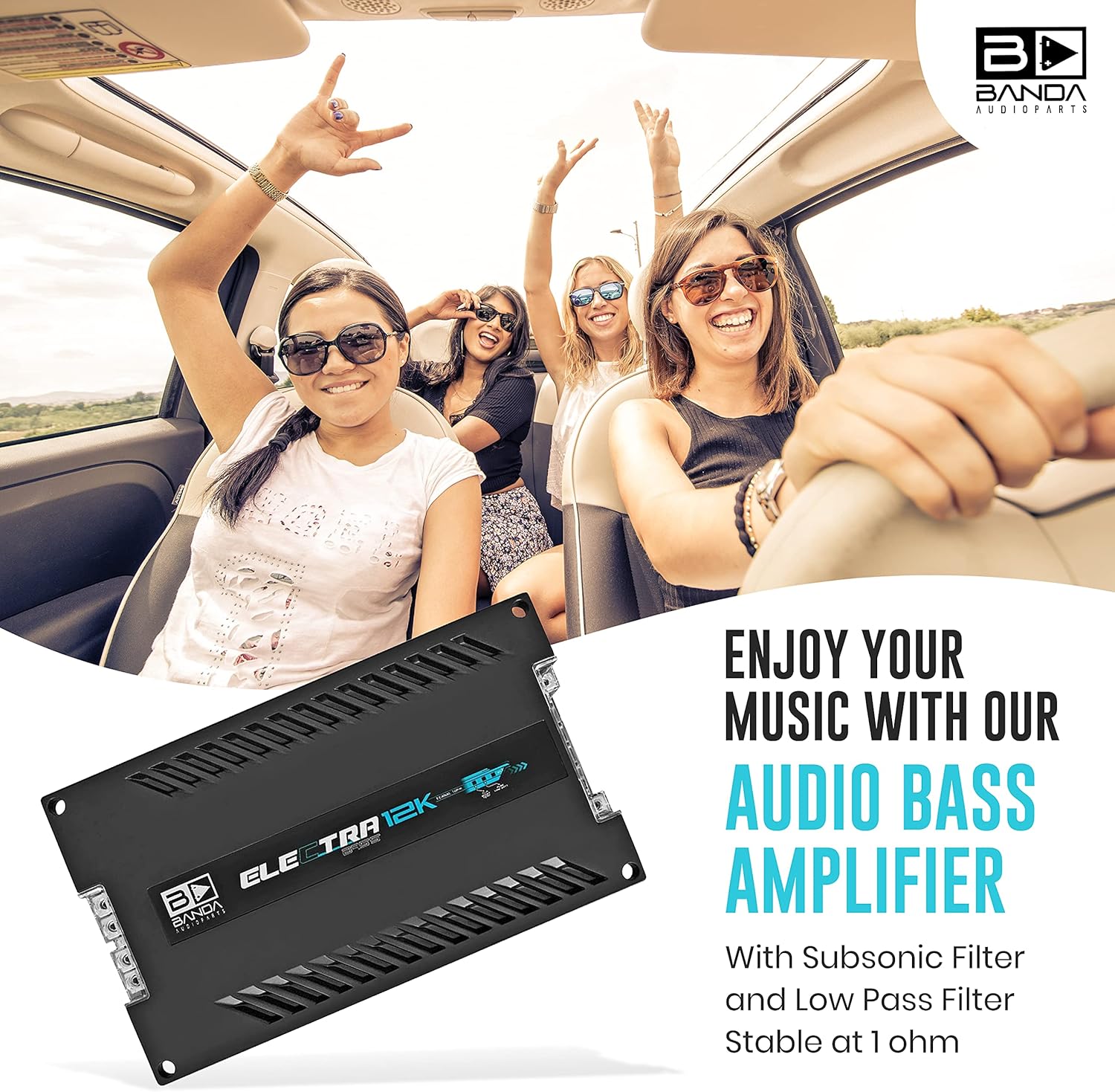 Banda Electra Competition Class High Power Car Audio Bass Amplifier 12000 Watts 1 Ohm Stable (12K1OHM)