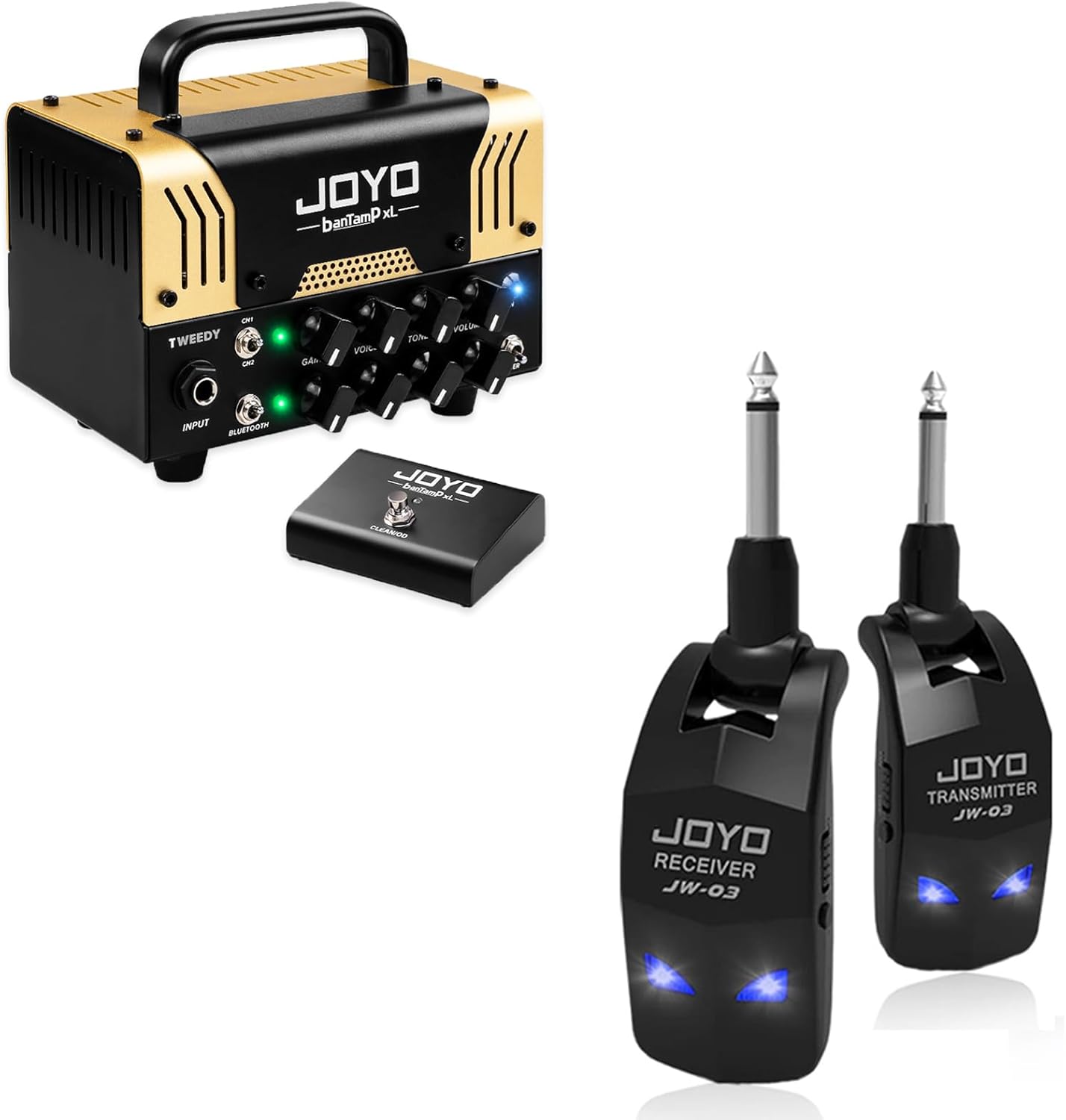 JOYO Tweedy Mini Amplifier Tube Head 20 Watt Preamp Hybrid and JW-03 Wireless Guitar Transmitter & Receiver
