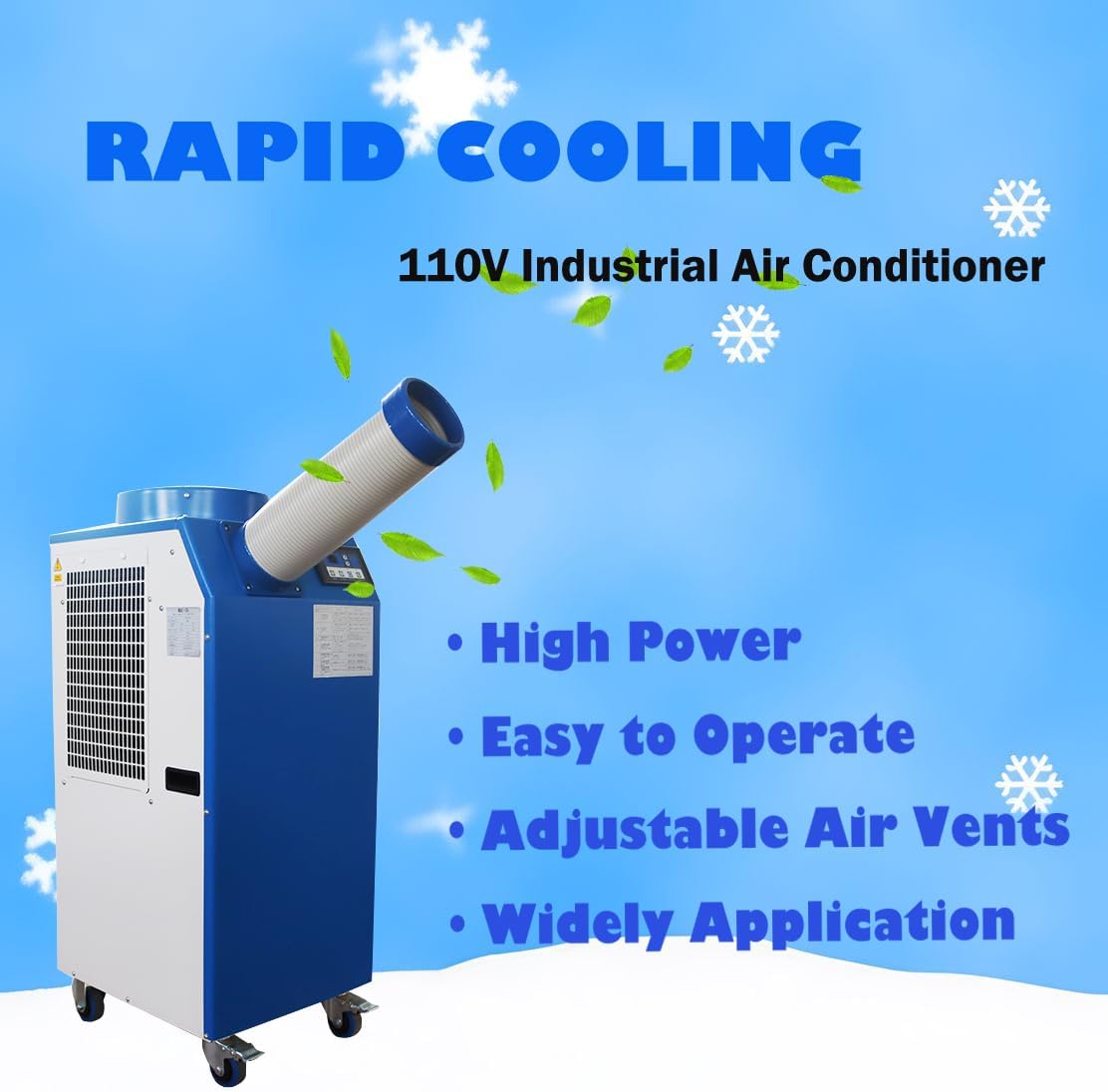 110V 1400W Industrial Air Conditioner 480m³/h Commercial Portable Industrial Spot Cooler Mobile Air Conditioner Single Column 11900BTU