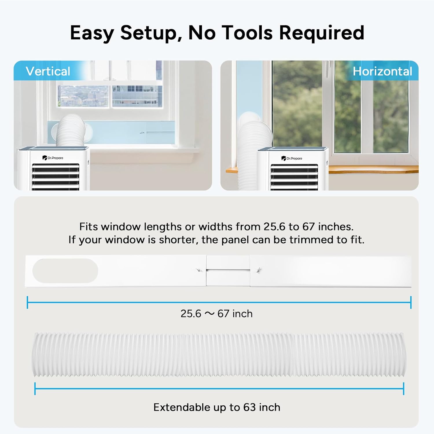 DR.PREPARE 8,000 BTU Portable Air Conditioner, 4-in-1 Portable AC with Remote Control, Fast Cooling, 24H Timers, Window kit, Cools Up to 350 sq. ft for Rooms, Bedroom