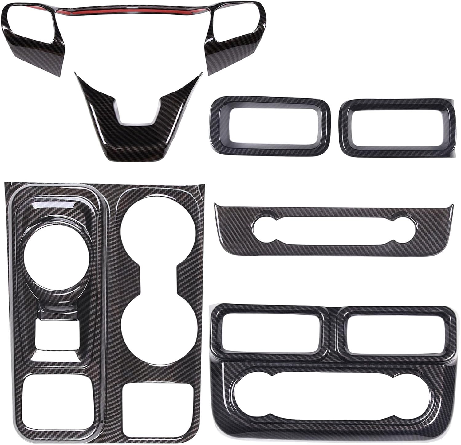 Car 7Pcs Center Console Decoration Trim Kit Compatible with Ford Maverick 2022-2024 Central Control A/C Volume Switch/Outlet Vent/Gear Shift/Steering Panel Protector Cover Interior Accessories