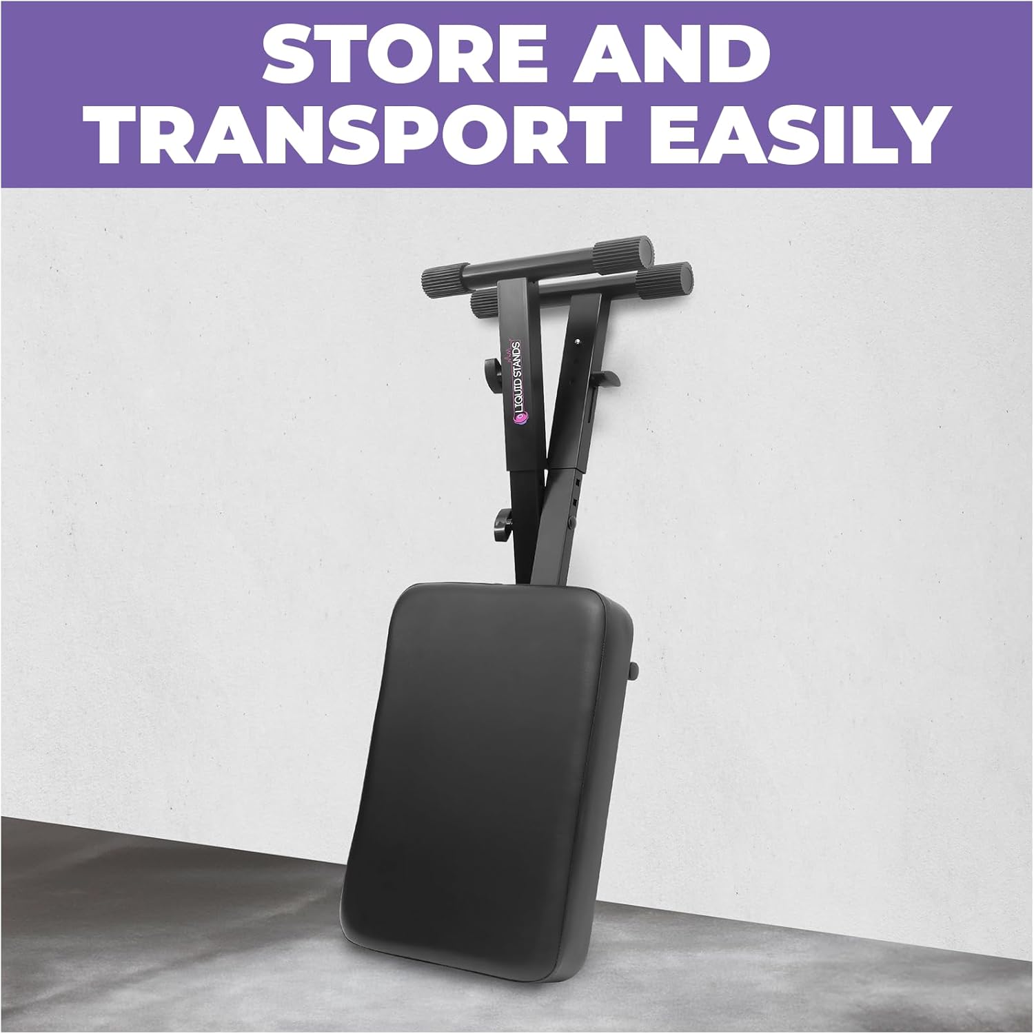 Liquid Stands Foldable Adjustable Piano Bench X-Style – Piano Seat for Musicians, Kids & Professionals – Black Cushion Padded Bench for Digital Pianos, Keyboards & Music Desks Keyboard Stool 16 x 20