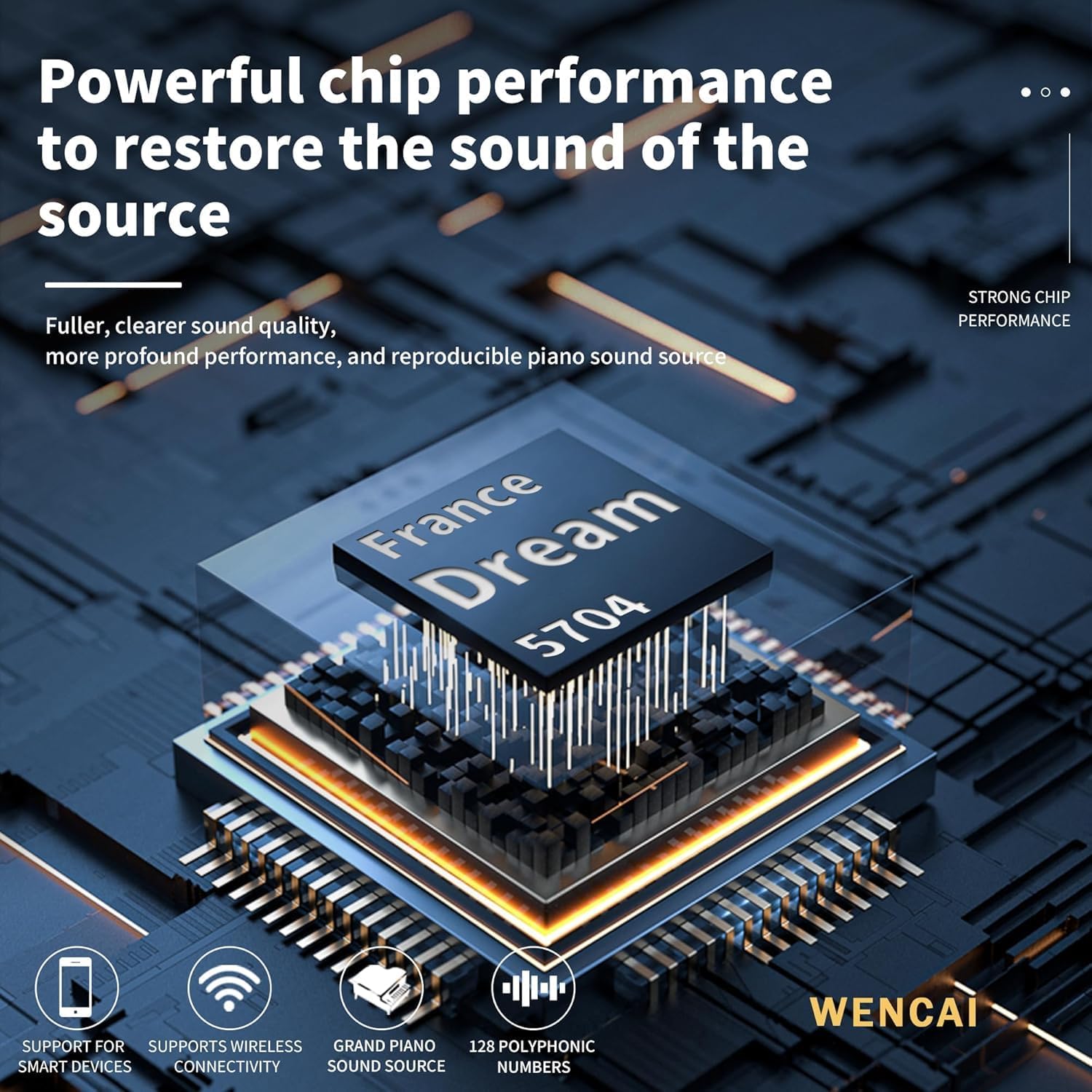 WENCAI 88 Key Fully Weighted Electric Piano Keyboard Hammer Action Full-size Digital Pianos for Beginner Professional Wooden Upright Piano with Sheet Music Stand Triple Pedal Supports USB-MIDI Orange