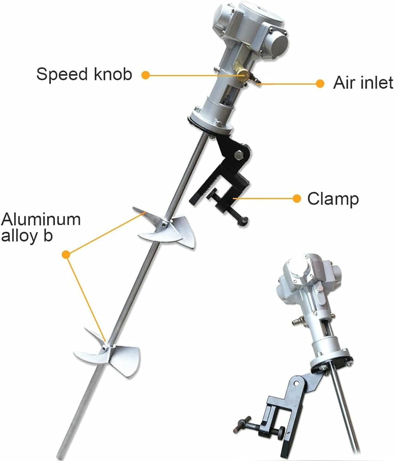 Pneumatic Paint Mixer 200L, Stainless Steel Automatic Stirring Machine with Air Agitator, Bracket Mixer, Pneumatic Agitator for Viscous Liquid, Ink, Dye, Mixing Applications-