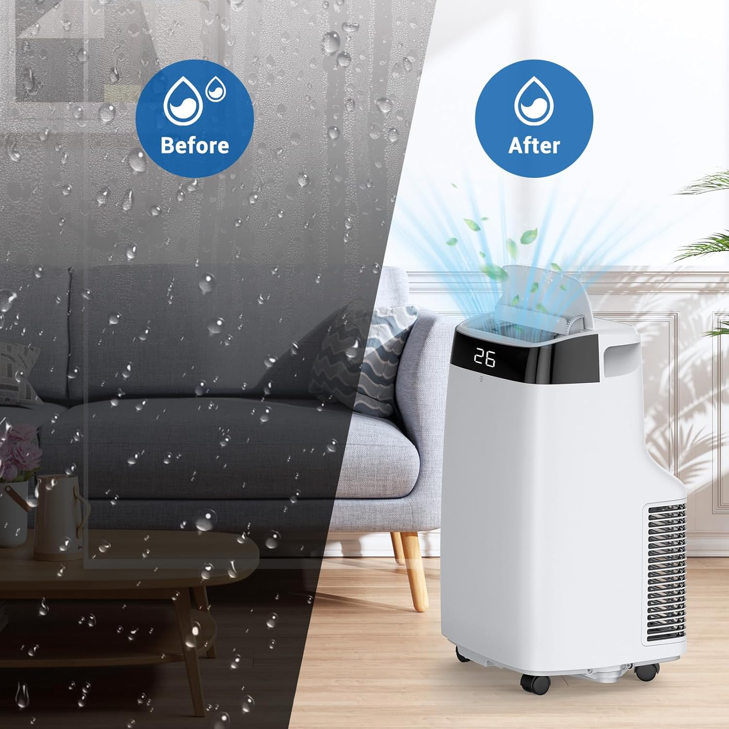 10000 BTU Portable Air Conditioner with Remote, 4-In-1 AC Unit for Room Up to 450 Sq.Ft, Cooling, Fan, Sleep Mode, Quiet Portable AC with Timer, Auto Swing for Bedroom, Office, Dorm, RV